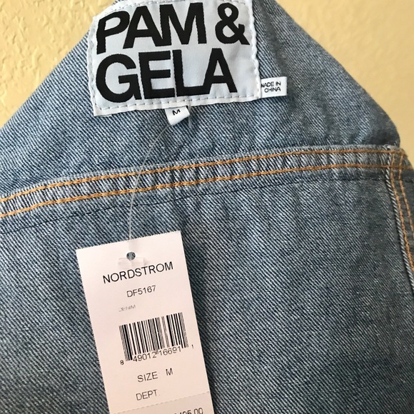 PAM & GELA Denim Jacket w/Genuine Rabbit Fur Trim - Picture 4 of 4